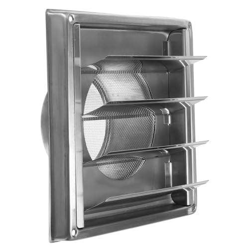 TEHAUX Edelstahl Außenwand Lüftungshaube Wetterfeste Langlebige Ablufthaube mit Jalousie Praktische Wandventilator Abdeckhaube für Bad Küche und Außenwand Einfache Montage von TEHAUX