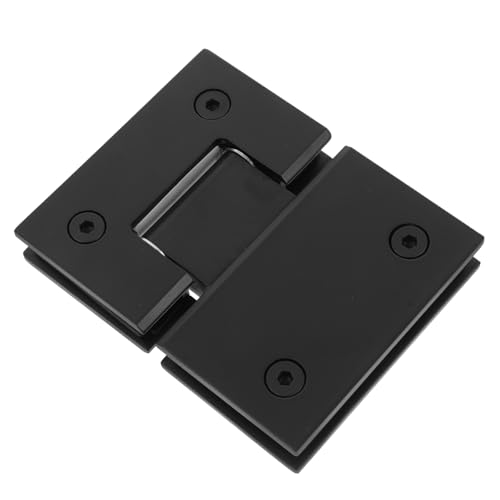 TEHAUX Edelstahl Duschglastür Scharnier Schwarz Glas Clamp für Rahmenlose Badezimmertrennwand Langlebig Leise Platzsparend Einfache Montage von TEHAUX