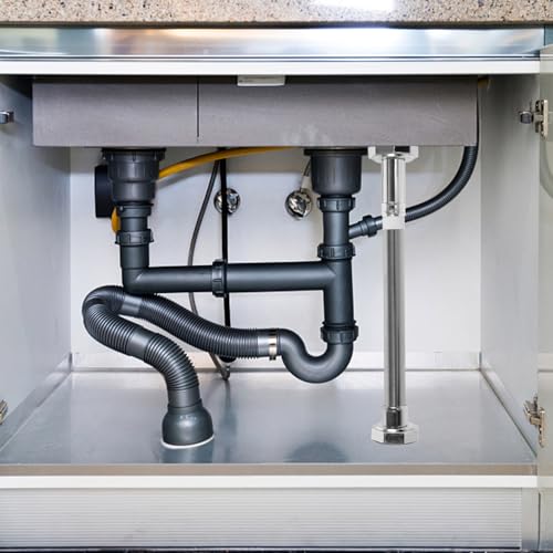 TEHAUX Edelstahl Spülbeckenhalterung Verstellbar Rostfrei Unterbau Waschbeckenstütze für Küche und Bad Stabile Halterung mit Verstärktem Rohrdurchmesser Langlebig und Einfach Montierbar von TEHAUX
