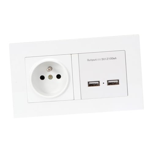 TEHAUX Europäische Wandsteckdose Modell mit Dual USB Ladeanschlüssen Weiß Unterputz Steckdose für Tablet PC Smartphones Geeignet für Hotel Restaurant Zuhause Einfache Installation durch TEHAUX Europäische Wandsteckdose Modell mit Dual USB Ladeanschlüssen Weiß Unterputz Steckdose für Tablet PC Smartphones Geeignet für Hotel Restaurant Zuhause Einfache Installation durch von TEHAUX