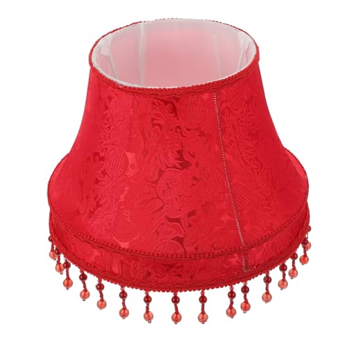 TEHAUX Europäischer Vintage Lampenschirm aus Stoff mit Perlenverzierung Dekorativer Lampenschirm für Steh Tischlampen Langlebige Retro abdeckung Passend für Leuchten Rot Öffnung TEHAUX Europäischer Vintage Lampenschirm aus Stoff mit Perlenverzierung Dekorativer Lampenschirm für Steh Tischlampen Langlebige Retro abdeckung Passend für Leuchten Rot Öffnung von TEHAUX
