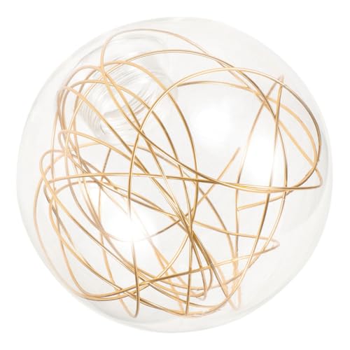 TEHAUX Glas Lampenschirm Kugel Ømm Fassung Eleganter Ersatz Lampenschirm Für Pendelleuchte Wand Deckenlampe Modernes Design Mit Goldfarbenem Aluminiumdraht von TEHAUX