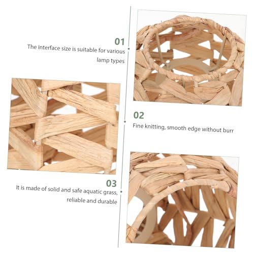 TEHAUX Grass Woven Lampenschirm Deckenleuchte Vintage Pendelleuchte Lampenabdeckung für Wohnzimmer Schlafzimmer Restaurant Rustikaler Stil Natürliche Lichtstreuung von TEHAUX