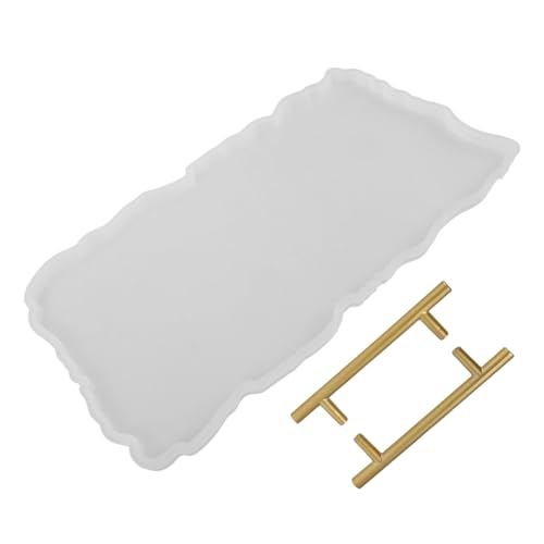 TEHAUX Große Silikonform Tray Mold für Epoxidharz mit Ergonomischen Metallgriffen Unregelmäßige Form Robustes Diy Tablett für Servierbrett und Wohnkultur Vielseitig Einsetzbar und Leicht von TEHAUX
