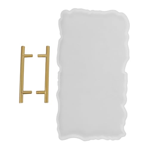 TEHAUX Große Silikonform für Resin Tablett mit Metallgriffen Unregelmäßige Form Praktisch und Elegant Einfache Entformung Geeignet für Diy Servierbrett Schmuckschale Wohnkultur von TEHAUX