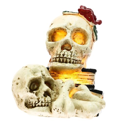 TEHAUX Halloween LED Totenkopf Lampe aus Langlebigem Kunststoff Gruselige Tischdeko für Bar und Haunted House Kreative Nachtbeleuchtung für Halloween Party und Schaurige Atmosphäre von TEHAUX