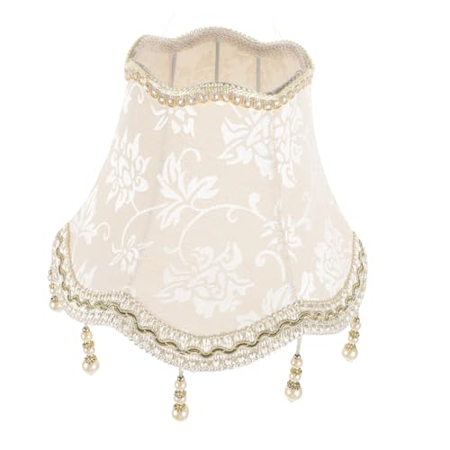 TEHAUX Hochwertiger Jacquard Lampenschirm mit Perlen und Quasten Dekorativer Stoff Lampenschirm für Tischlampe Ersatz für Wohnzimmer Schlafzimmer von TEHAUX