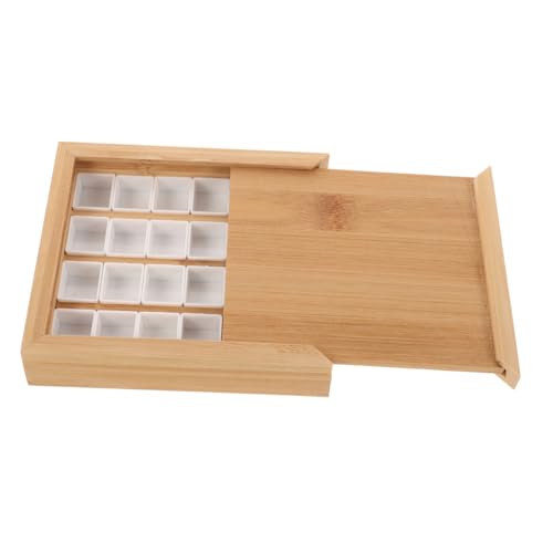 TEHAUX Holz Pigment mischbox Fächer Wasserfarben Organizer für Künstler und Studenten Langlebig Praktisch Tragbar für DIY Aquarell Pigment aufbewahrung und Farbmischung von TEHAUX