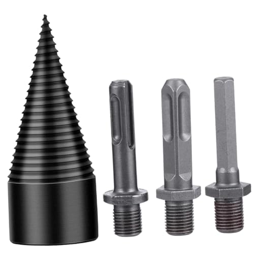 TEHAUX Holzspalter Bohrer mit Adapterstangen Verschleißfestes Stahlmaterial Spaltstarker Kegelbohrer für Bohrmaschine und Elektrohämmer Schneller Brennholzspalter für Eiche Hickory TEHAUX Holzspalter Bohrer mit Adapterstangen Verschleißfestes Stahlmaterial Spaltstarker Kegelbohrer für Bohrmaschine und Elektrohämmer Schneller Brennholzspalter für Eiche Hickory von TEHAUX