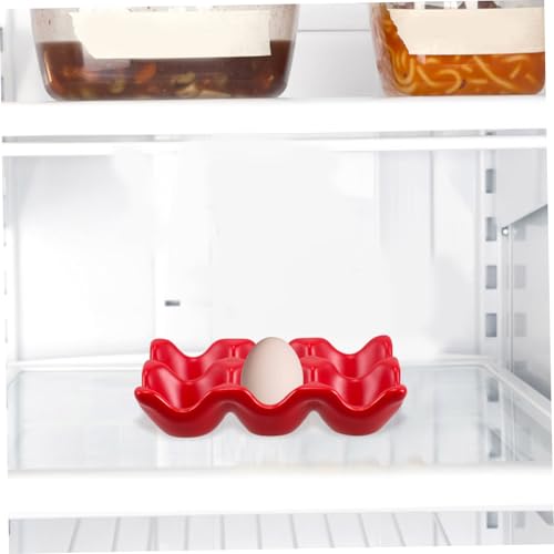 TEHAUX Keramik Eierhalter Eierablage für Kühlschrank und Küchenarbeitsplatte Eleganter Roter Porzellan Eierkorb Stilvoller Eierorganizer und Dekoratives Aufbewahrungsset TEHAUX Keramik Eierhalter Eierablage für Kühlschrank und Küchenarbeitsplatte Eleganter Roter Porzellan Eierkorb Stilvoller Eierorganizer und Dekoratives Aufbewahrungsset von TEHAUX