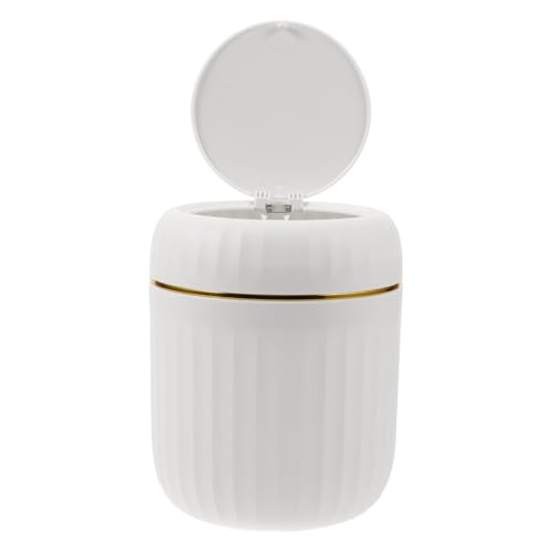 TEHAUX Kompakter Press-mülleimer Weiß mit Deckel Kleiner Tischabfalleimer für Büro Schlafzimmer Badezimmer Platzsparender Desktop-mülleimer für Auto und Schreibtisch TEHAUX Kompakter Press-mülleimer Weiß mit Deckel Kleiner Tischabfalleimer für Büro Schlafzimmer Badezimmer Platzsparender Desktop-mülleimer für Auto und Schreibtisch von TEHAUX