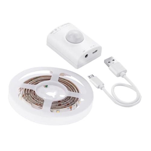 TEHAUX LED Bewegungsmelder Lichtband Warmweiß USB Wiederaufladbare LED Strip Beleuchtung für Schrank und Badezimmer Selbstklebend Einfache Installation Energiesparend von TEHAUX