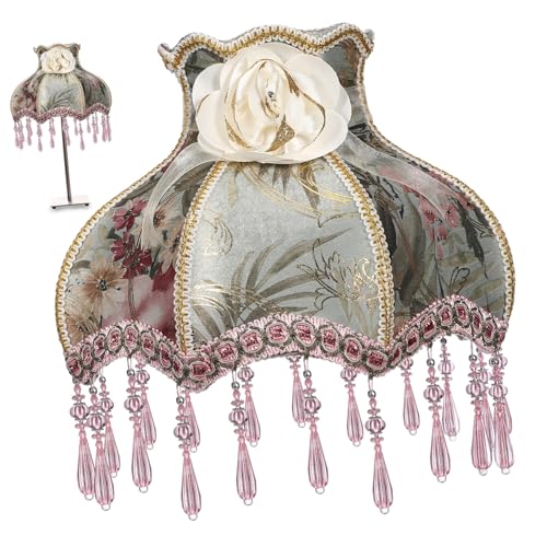 TEHAUX Lampenschirm Tischlampe Französischer Stil Floral Stoff Lampenschirm Ersatz für Stehlampe und Nachttischlampe Leicht zu Installieren von TEHAUX