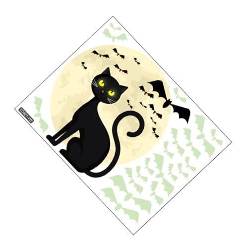 TEHAUX Luminous Halloween Wandsticker Fledermaus und Katze Leuchtende Abziehbare Dekoration für Türen und Wände Selbstklebend Leicht Entfernbar Halloween Party Zubehör TEHAUX Luminous Halloween Wandsticker Fledermaus und Katze Leuchtende Abziehbare Dekoration für Türen und Wände Selbstklebend Leicht Entfernbar Halloween Party Zubehör von TEHAUX