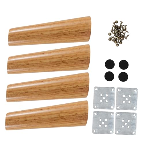 TEHAUX Möbelfüße Holz Eiche Oblique Tapered Tischbeine mit Montageplatten Schrauben Filzgleiter für Schrank Sofa Kommode Möbelerhöhung TEHAUX Möbelfüße Holz Eiche Oblique Tapered Tischbeine mit Montageplatten Schrauben Filzgleiter für Schrank Sofa Kommode Möbelerhöhung von TEHAUX