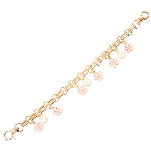 TEHAUX Pearl Flower Purse Chain Bag Extender Glänzende Metallkette Für Handtaschen Verstellbarer Tragriemen Stilvolles Design Mit Perlen Zur Verlängerung Und Dekoration Ihrer Tasche von TEHAUX