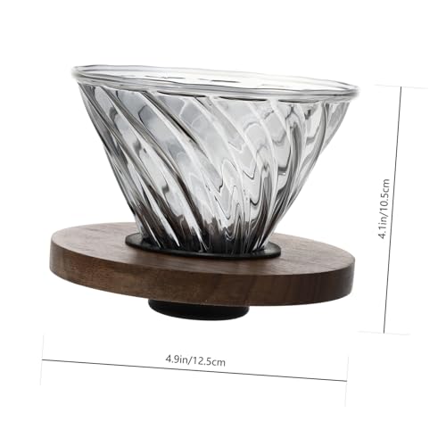 TEHAUX Praktischer Kaffee Teefiltertrichter aus Rauchgrauem Glas mit Schwarzem Walnussholzhalter Fassungsvermögen Leicht zu Reinigen Platzsparend und Stilvoll für Aromatischen Genuss von TEHAUX