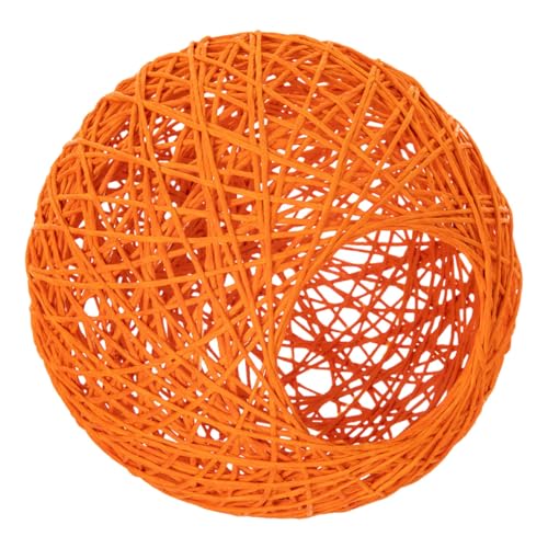 TEHAUX Rattan Pendelleuchtenschirm Ø Orange Geflochtene Deckenleuchte Abdeckung Blickschutz für Schlafzimmer Wohnzimmer Weiches Licht Natürliches Design Vielseitiger Lampenschirm für von TEHAUX