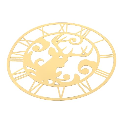 TEHAUX Runder Spiegel Wanduhr Aufkleber mit Römischen Ziffern und Hirschmotiv Selbstklebend Reflektierende Oberfläche Dekorativer DIY Uhr Sticker für Wohnzimmer Hotel Flur in Gold TEHAUX Runder Spiegel Wanduhr Aufkleber mit Römischen Ziffern und Hirschmotiv Selbstklebend Reflektierende Oberfläche Dekorativer DIY Uhr Sticker für Wohnzimmer Hotel Flur in Gold von TEHAUX