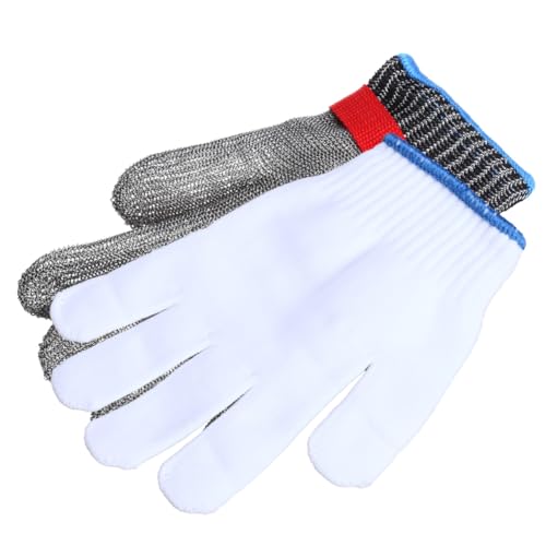 TEHAUX Schnittfeste Arbeitshandschuhe mit Metallknopf Level Schutz Stab und Schnittfest Edelstahl Drahtgeflecht Einseitig Passend Sicherer für Metzger und Industrieeinsatz TEHAUX Schnittfeste Arbeitshandschuhe mit Metallknopf Level Schutz Stab und Schnittfest Edelstahl Drahtgeflecht Einseitig Passend Sicherer für Metzger und Industrieeinsatz von TEHAUX