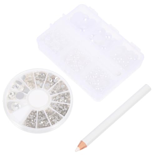 TEHAUX Simulierte Perlen Nail Art Charms Halbkreisförmige DIY Nageldekorationen Glitzernde Glasstrasssteine Transparent Für Schmuck Nägel Basteln von TEHAUX
