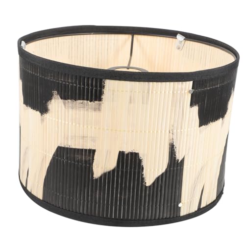 TEHAUX Vintage Lampenschirm Trommel Form Bedruckt Robuster Lampenüberzug Dekorative Hängelampe Für Restaurant und Wohnzimmer Abstrakter Retro Stil Einzigartige Tisch und Deckenlampe von TEHAUX