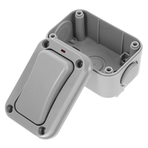 TEHAUX Wasserdichter Außenlichtschalter mit Beleuchtung Wetterfester Wandschalter für Außenbereich Robust und Regenfest Geeignet für Garten Balkon Wandmontage Dunkelgrau von TEHAUX