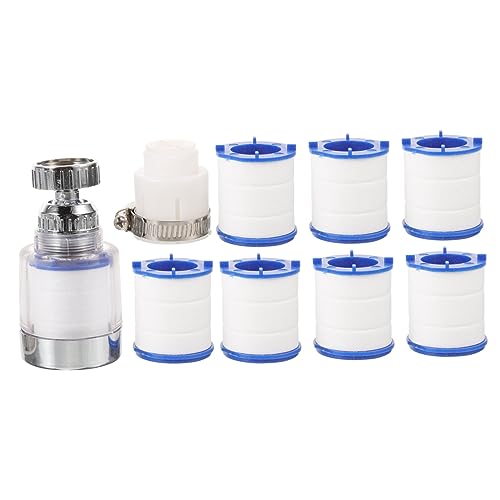 TEHAUX Wasserhahnfilter Sprühkopf mit Spritzschutz As material Drehbar Inklusive Austauschbarer Filterkerne und Universaladapter Wasserreiniger für Küchenarmatur Wasserenthärter von TEHAUX