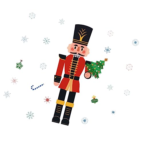 TEHAUX Weihnachtsfensterbilder Nutcracker Fenstersticker PVC Selbstklebend Schneeflocken Weihnachtsdeko Rot für Glatte Oberflächen Fenster Türen Party Dekoration TEHAUX Weihnachtsfensterbilder Nutcracker Fenstersticker PVC Selbstklebend Schneeflocken Weihnachtsdeko Rot für Glatte Oberflächen Fenster Türen Party Dekoration von TEHAUX