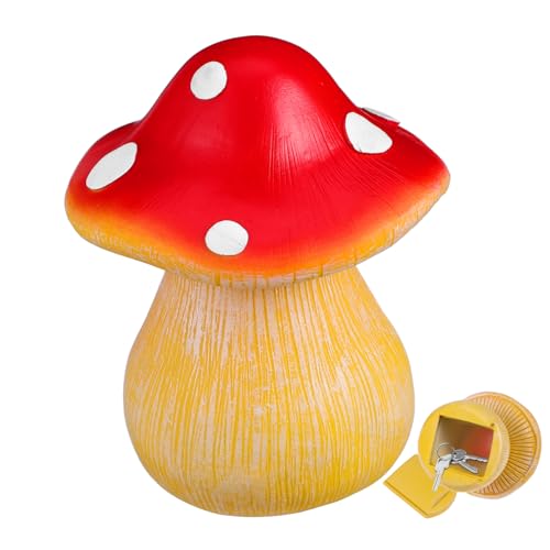 TEHAUX Wetterfeste Pilz-Deko mit Geheimfach Wetterfester Schlüsselsafe Außen aus Robustem Kunststoff Versteckter Schlüsselkasten für Garten und Outdoor Wetterbeständiger von TEHAUX
