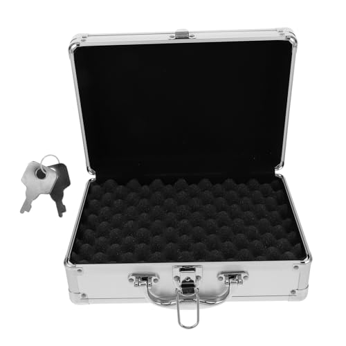 TEHAUX multifunktionale Aufbewahrungsbox Aluminium-Tragekoffer Gehäuse aus Aluminiumlegierung Hartschalen-Mikrofonhülle Digitalkameratasche harter Fall Werkzeugkasten aus Metall Silber von TEHAUX