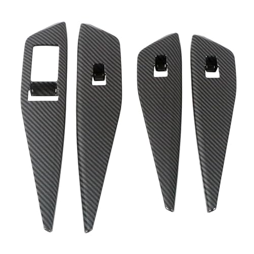 TEHDFG Kompatibel mit ID.4 ID4 2021 2022 2023 Autotür Armlehne Fenster Glas Lift Schalter Taste Zierrahmen Dekorieren Abdeckung Aufkleber(Carbon Fiber Color) von TEHDFG