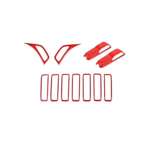TEHDFG Motorhauben-Lufteinlass-Kotflügel-Dekorationsabdeckungsverkleidung, kompatibel mit Wrangler JL Gladiator JT 2018–2023 2024, ABS-Autoaußenzubehör(Red) von TEHDFG