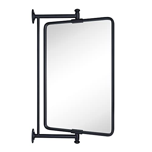 Badezimmerspiegel, abgerundet, rechteckig, schwenkbar, 35,6 x 55,9 cm, Schwarz von TEHOME
