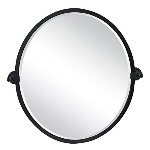 Badezimmerspiegel, schwenkbar, oval, mit Metallrahmen, neigbar, abgeschrägt, 55,9 x 66 cm, Schwarz von TEHOME