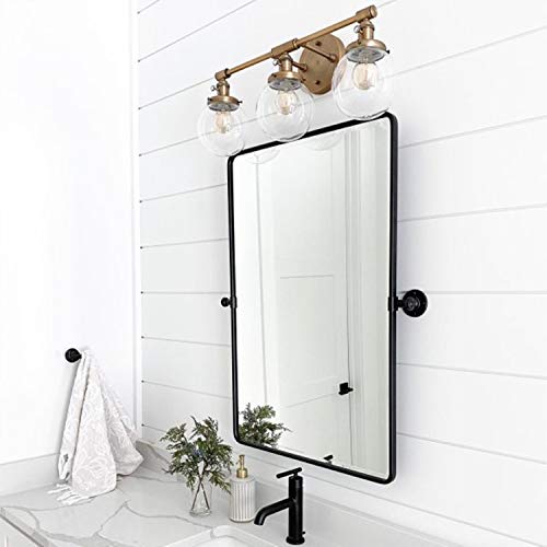 TEHOME 50,8 x 61 cm, schwenkbar, mattschwarz, rechteckig, Badezimmerspiegel, neigbar, Metallrahmen, abgeschrägter Kosmetikspiegel für vertikale Wandaufhängung von TEHOME