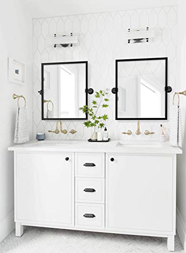 TEHOME 50,8 x 61 cm Schwenkspiegel, schwarz, neigbar, rechteckig, Badezimmerspiegel, neigbar, Metallrahmen, abgeschrägter Kosmetikspiegel von TEHOME