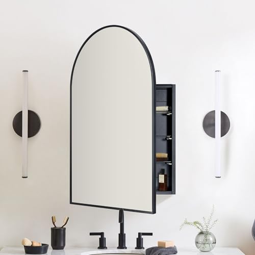 TEHOME Medizinschrank mit Spiegel, 61 x 91 cm, schwarzer Bogen, mit Spiegel, versenkt und oberflächenmontierter Medizinschrankspiegel TEHOME Medizinschrank mit Spiegel, 61 x 91 cm, schwarzer Bogen, mit Spiegel, versenkt und oberflächenmontierter Medizinschrankspiegel von TEHOME