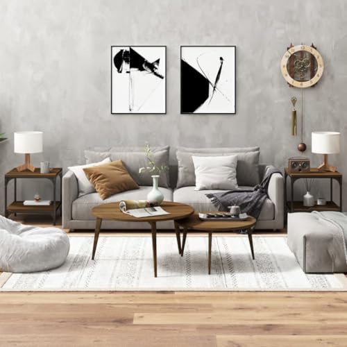 TEHTX7 Beistelltische 2 STK für Wohnzimmer Home Office. Braun Eiche 40x40x40 cm Holzwerkstoff von TEHTX7