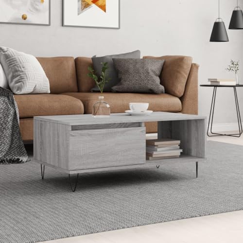 TEHTX7 Couchtisch, Wohnzimmertisch für Wohnzimmer Home Office Grau Sonoma 90x50x36,5 cm Holzwerkstoff TEHTX7 Couchtisch, Wohnzimmertisch für Wohnzimmer Home Office Grau Sonoma 90x50x36,5 cm Holzwerkstoff von TEHTX7