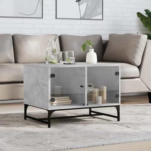 TEHTX7 Couchtisch, Wohnzimmertisch für Wohnzimmer Home Office mit Glastüren Betongrau 68,5x50x50 cm TEHTX7 Couchtisch, Wohnzimmertisch für Wohnzimmer Home Office mit Glastüren Betongrau 68,5x50x50 cm von TEHTX7