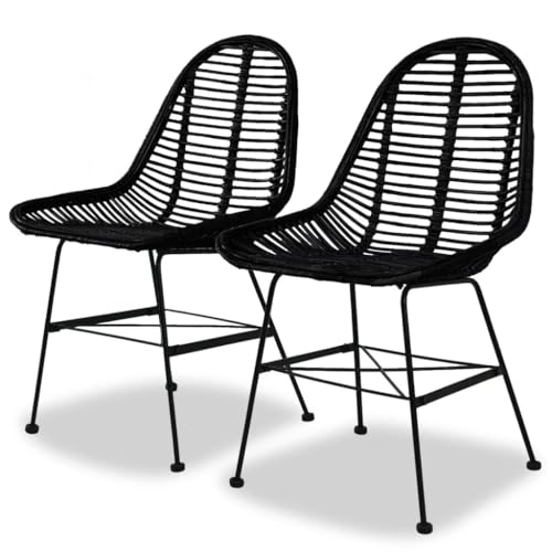 TEHTX7 Esszimmerstühle Küchenstuhl Moderne Stühle für Küche und Esszimmer 2 STK. Natur Rattan Schwarz von TEHTX7