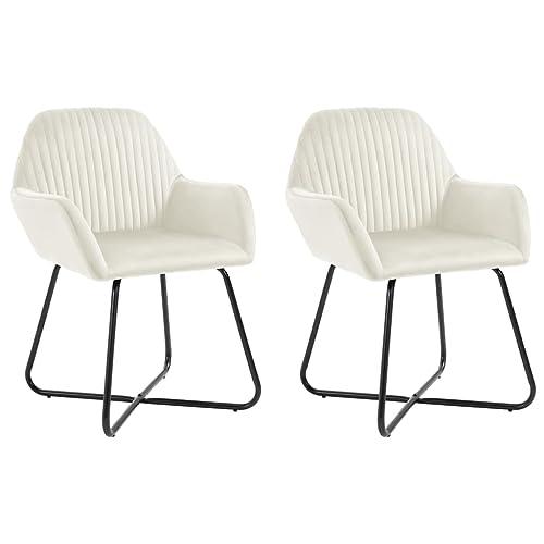 TEHTX7 Esszimmerstühle Küchenstuhl Stühle für Küche und Esszimmer 2 STK. Creme Samt von TEHTX7