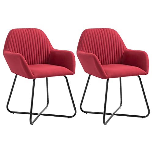 TEHTX7 Esszimmerstühle Küchenstuhl Stühle für Küche und Esszimmer 2 STK. Weinrot Stoff von TEHTX7