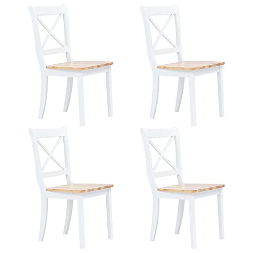 TEHTX7 Esszimmerstühle Küchenstuhl Stühle für Küche und Esszimmer 4 STK Weiß Helles Holz Massivholz Kautschukbaum TEHTX7 Esszimmerstühle Küchenstuhl Stühle für Küche und Esszimmer 4 STK Weiß Helles Holz Massivholz Kautschukbaum von TEHTX7