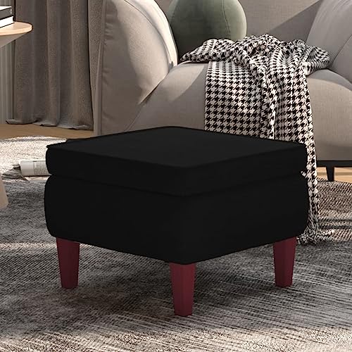 TEHTX7 Hocker, Ottoman für Wohn- und Schlafzimmer mit Holzbeinen Schwarz Samt von TEHTX7