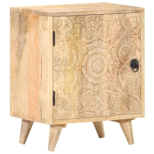 TEHTX7 Nachttisch - Beistelltisch Sofatisch Nachtschrank für Wohnzimmer, Schlafzimmer Geschnitzt 40x30x50 cm Mango Massivholz von TEHTX7