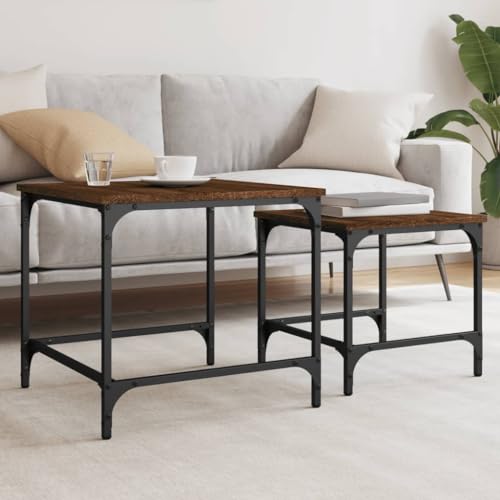 TEHTX7 Satztische 2 STK für Wohnzimmer Home Office Braun Eichen-Optik Holzwerkstoff von TEHTX7