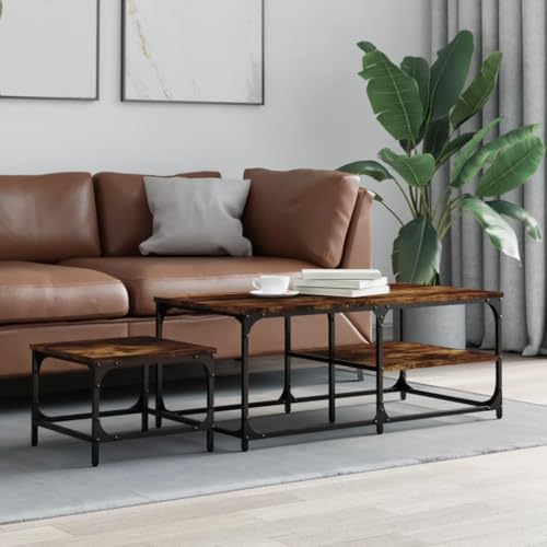 TEHTX7 Satztische 2 STK für Wohnzimmer Home Office Räuchereiche Holzwerkstoff von TEHTX7