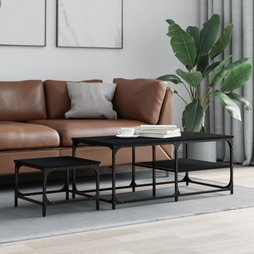 TEHTX7 Satztische 2 STK für Wohnzimmer Home Office Schwarz Holzwerkstoff von TEHTX7